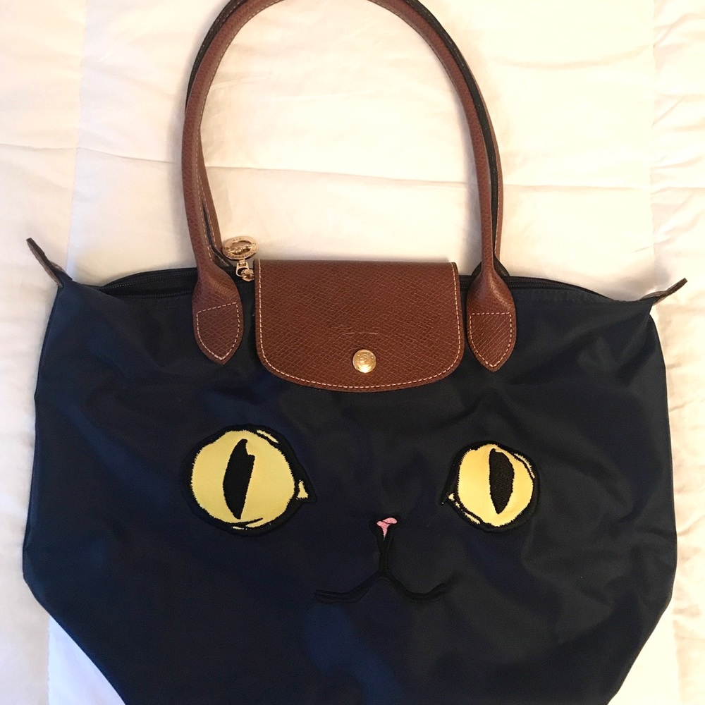 Original Small Pliage Miaou Tote blue yellow eyes